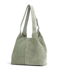 C-Easy Suede Beuteltasche aufgerautes Rindsleder graugrün