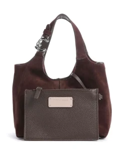 C-Easy Suede Handtasche aufgerautes Rindsleder dunkelbraun