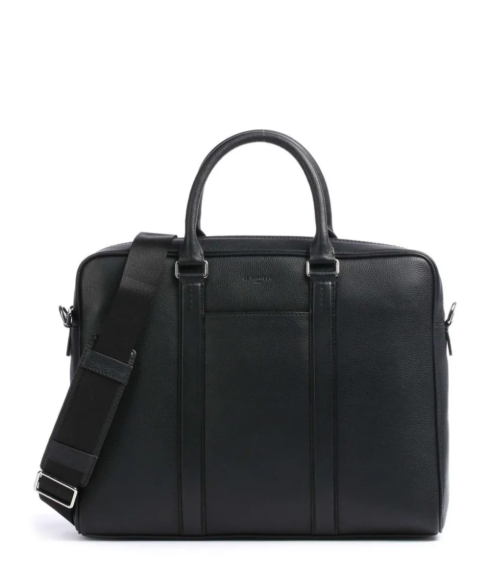 Charles Aktentasche 14″ genarbtes Leder schwarz