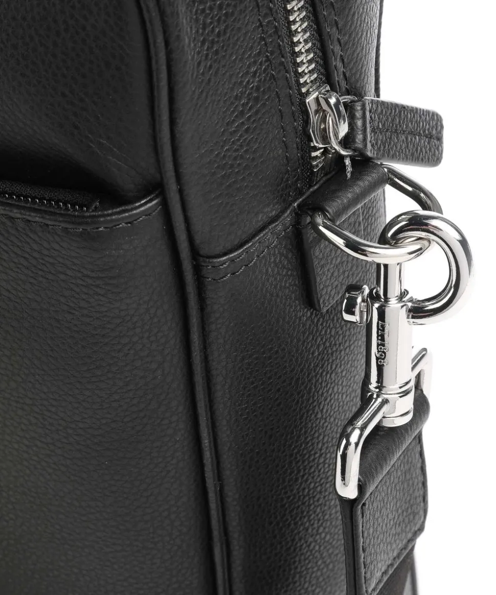 Charles Aktentasche 14″ genarbtes Leder schwarz