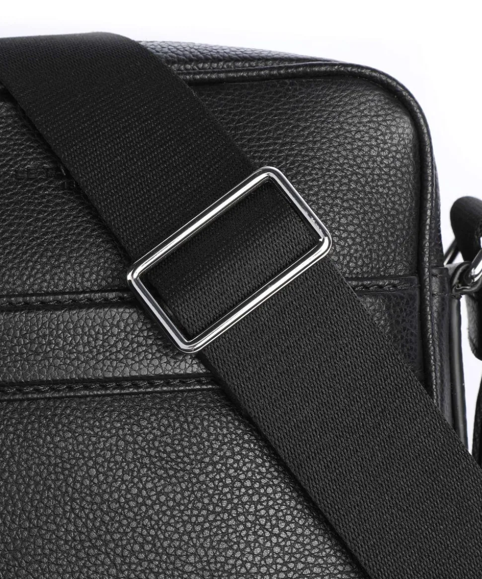 Charles Umhängetasche genarbtes Leder schwarz