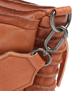 Check My Bag mini Umhängetasche genarbtes Leder karamellbraun