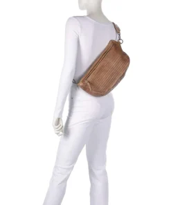 Check My Bag mini Umhängetasche genarbtes Leder karamellbraun