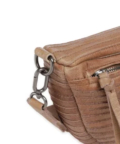 Check My Bag mini Umhängetasche genarbtes Leder karamellbraun