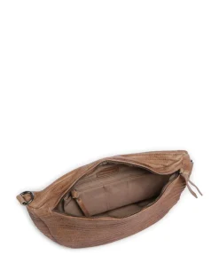 Check My Bag mini Umhängetasche genarbtes Leder karamellbraun