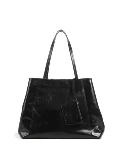 Chudy Paper Touch Crinkle L Shopper fein genarbtes Kalbsleder schwarz
