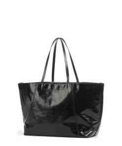 Chudy Paper Touch Crinkle L Shopper fein genarbtes Kalbsleder schwarz