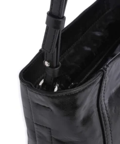 Chudy Paper Touch Crinkle S Umhängetasche Nappa Kalbsleder schwarz