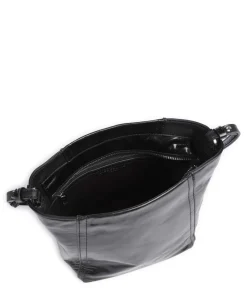 Chudy Paper Touch Crinkle S Umhängetasche Nappa Kalbsleder schwarz