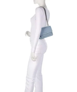 Claire Small Schultertasche genarbtes Rindsleder hellblau