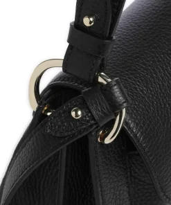 C-Me Schultertasche genarbtes Leder schwarz
