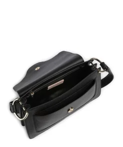 C-Me Schultertasche genarbtes Leder schwarz