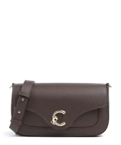 C-Me Umhängetasche genarbtes Rindsleder dunkelbraun