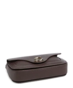 C-Me Umhängetasche genarbtes Rindsleder dunkelbraun