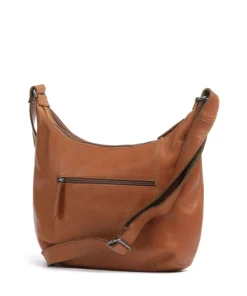 Cow Wax Pull Up Arlette Beuteltasche fein genarbtes Leder cognac