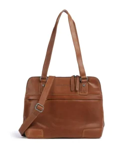 Cow Wax Pull Up Belgrado Schultertasche Rindsleder cognac