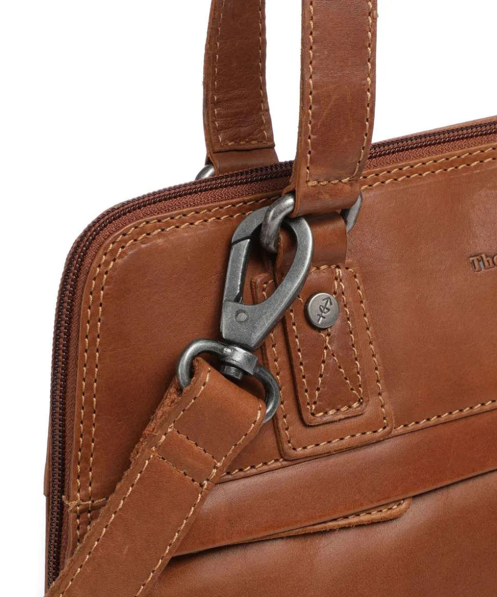 Cow Wax Pull Up Belgrado Schultertasche Rindsleder cognac