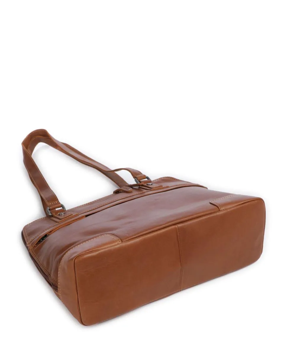 Cow Wax Pull Up Belgrado Schultertasche Rindsleder cognac