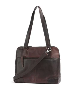 Cow Wax Pull Up Belgrado Schultertasche Rindsleder dunkelbraun