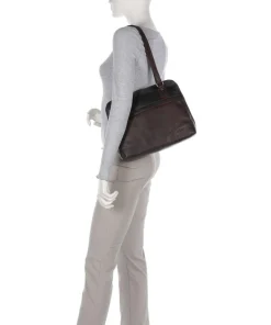 Cow Wax Pull Up Belgrado Schultertasche Rindsleder dunkelbraun
