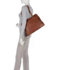 Cow Wax Pull Up Branson Schultertasche 14″ Rindsleder cognac
