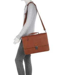 Cow Wax Pull Up Glenwood Aktentasche 17″ Rindsleder cognac