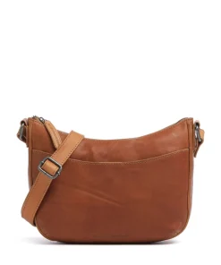 Cow Wax Pull Up Henderson Umhängetasche fein genarbtes Leder cognac