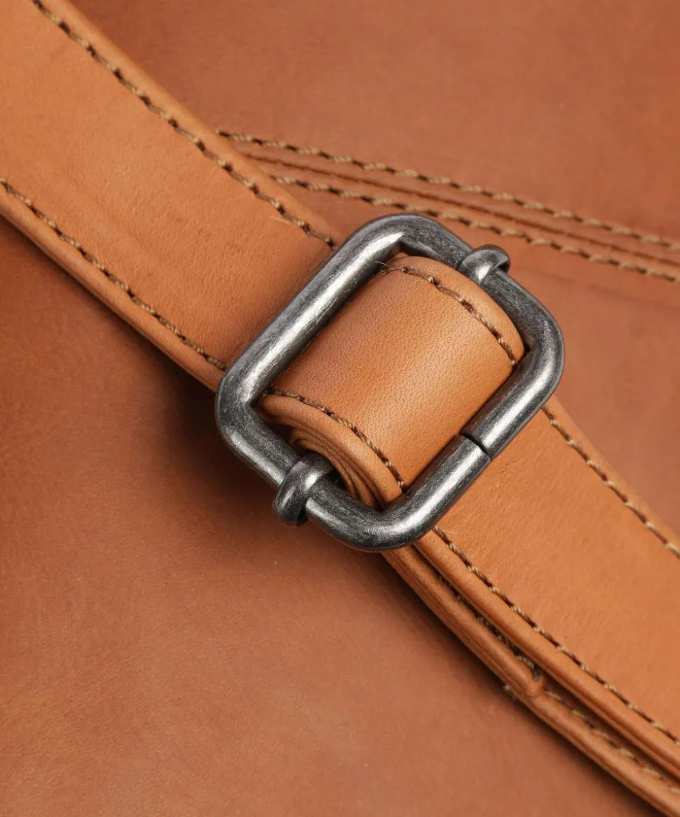 Cow Wax Pull Up Henderson Umhängetasche fein genarbtes Leder cognac