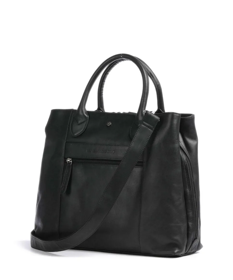 Cow Wax Pull Up Passau Handtasche 10″ Pull-Up Rindsleder schwarz