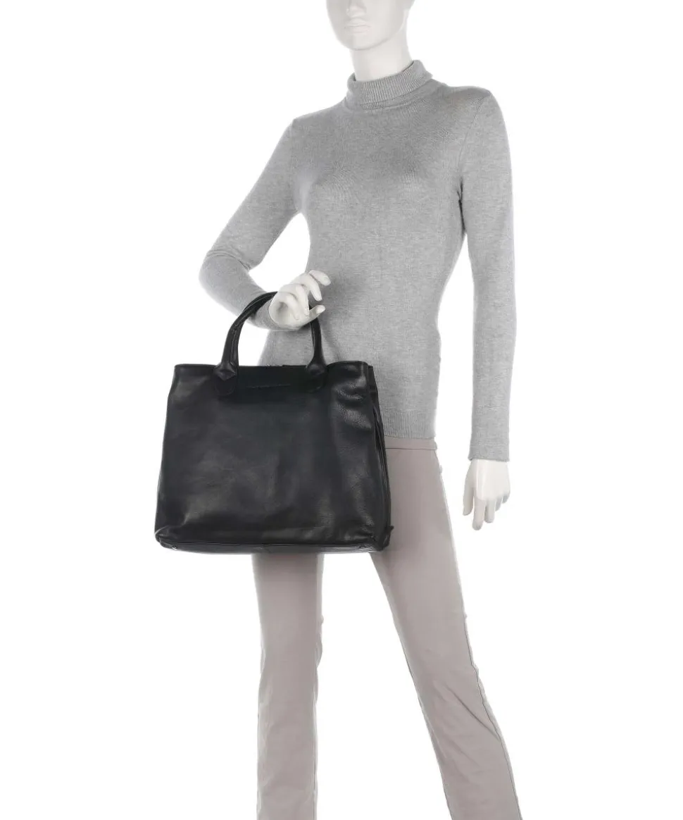 Cow Wax Pull Up Passau Handtasche 10″ Pull-Up Rindsleder schwarz