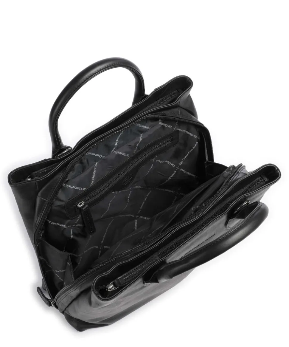 Cow Wax Pull Up Passau Handtasche 10″ Pull-Up Rindsleder schwarz