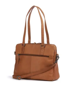 Cow Wax Pull Up Pretoria Schultertasche 13″ Rindsleder cognac