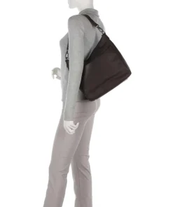 Cow Wax Pull Up Regina Beuteltasche fein genarbtes Leder dunkelbraun