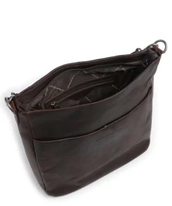 Cow Wax Pull Up Regina Beuteltasche fein genarbtes Leder dunkelbraun