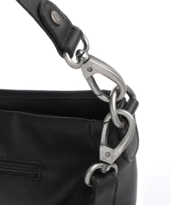 Cow Wax Pull Up Regina Beuteltasche fein genarbtes Leder schwarz