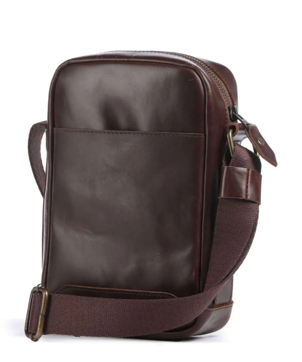 Crazy Horse Runner Umhängetasche fein genarbtes Rindsleder dunkelbraun