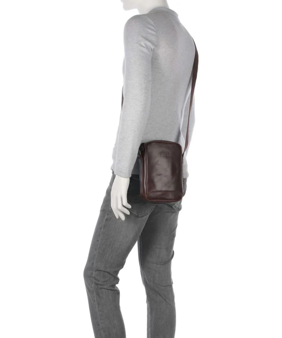 Crazy Horse Runner Umhängetasche fein genarbtes Rindsleder dunkelbraun