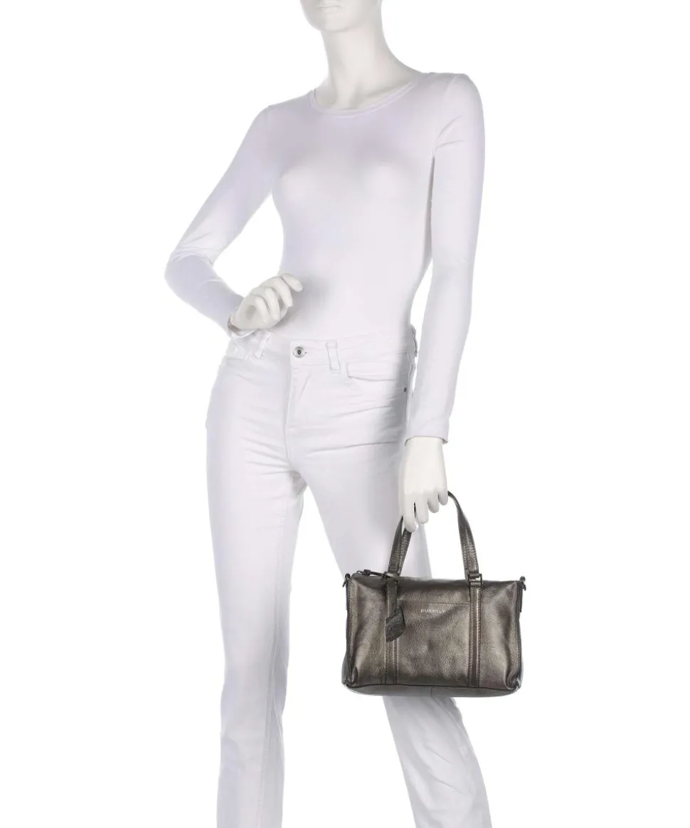 Creased Crystal Handtasche fein genarbtes Leder dunkelgrau