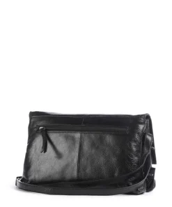 Creased Crystal Umhängetasche fein genarbtes Leder schwarz