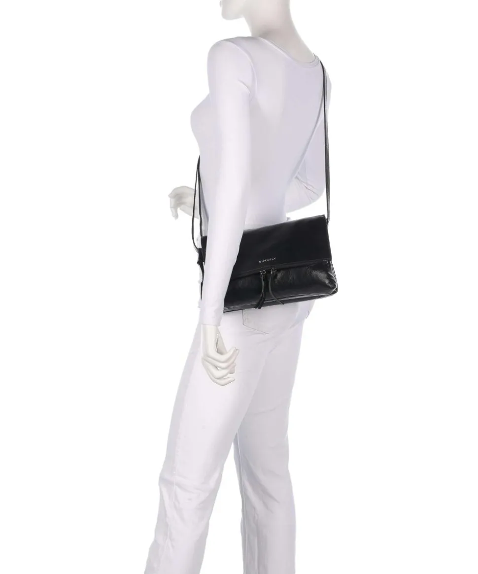 Creased Crystal Umhängetasche fein genarbtes Leder schwarz