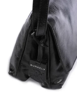 Creased Crystal Umhängetasche fein genarbtes Leder schwarz