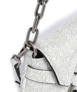 Crossed Laces Schultertasche Lederimitat weiß