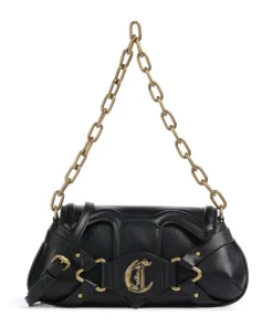 Crossed Laces Schultertasche Lederimitat schwarz