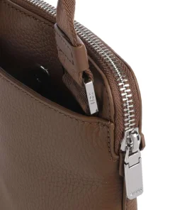 Crosstown Umhängetasche genarbtes Rindsleder dunkelbraun