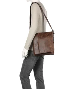 Crunchy L Umhängetasche Büffelleder braun