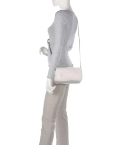 Dalia L Umhängetasche Textil, genarbtes Leder weiß