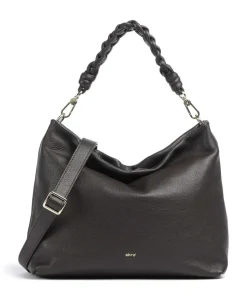 Dalia Soley Beuteltasche genarbtes Leder dunkelbraun