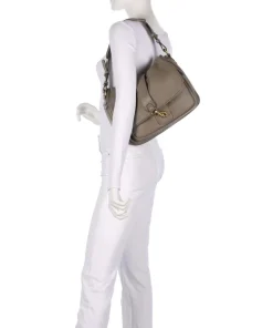 Dalia Star Saddle Beuteltasche genarbtes Leder taupe