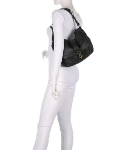 Dalia Star Saddle Beuteltasche genarbtes Leder schwarz