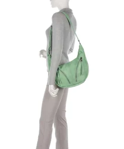 Dear Beuteltasche genarbtes Leder grün